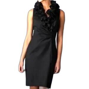 XSCAPE by Johanna Chen Ruffle Trim Black Cocktail Sheath Dress 18W